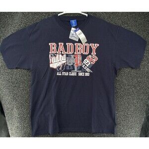 Vintage NWT Bad Boy Athletics Graphic T Shirt Mens XL Navy Blue Made USA 90s